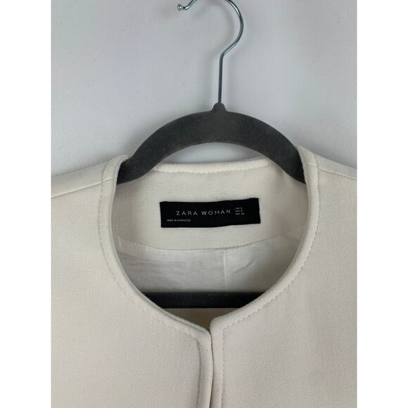 Zara Woman Jacket Coat Size Small Tassel Cuffs New Off White Blazer New Flawed - Picture 6 of 12
